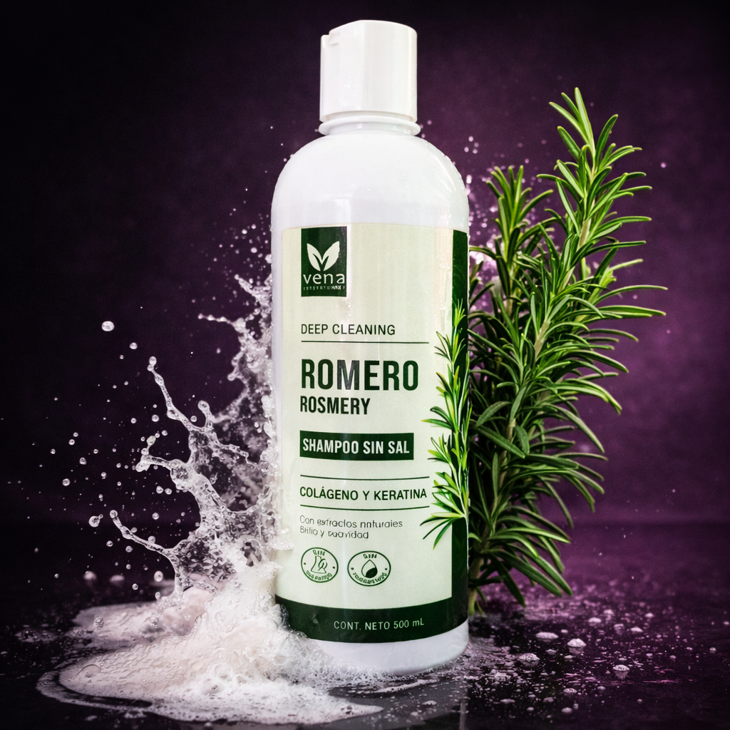 SHAMPOO ATICAIDA ROMERO SIN SAL VENA– HIDRATACIÓN Y BRILLO NATURAL  500ML