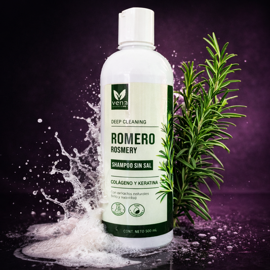 SHAMPOO ATICAIDA ROMERO SIN SAL VENA– HIDRATACIÓN Y BRILLO NATURAL  500ML