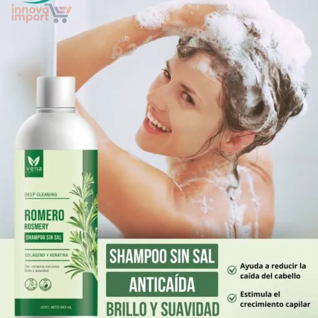 SHAMPOO ATICAIDA ROMERO SIN SAL VENA– HIDRATACIÓN Y BRILLO NATURAL  500ML